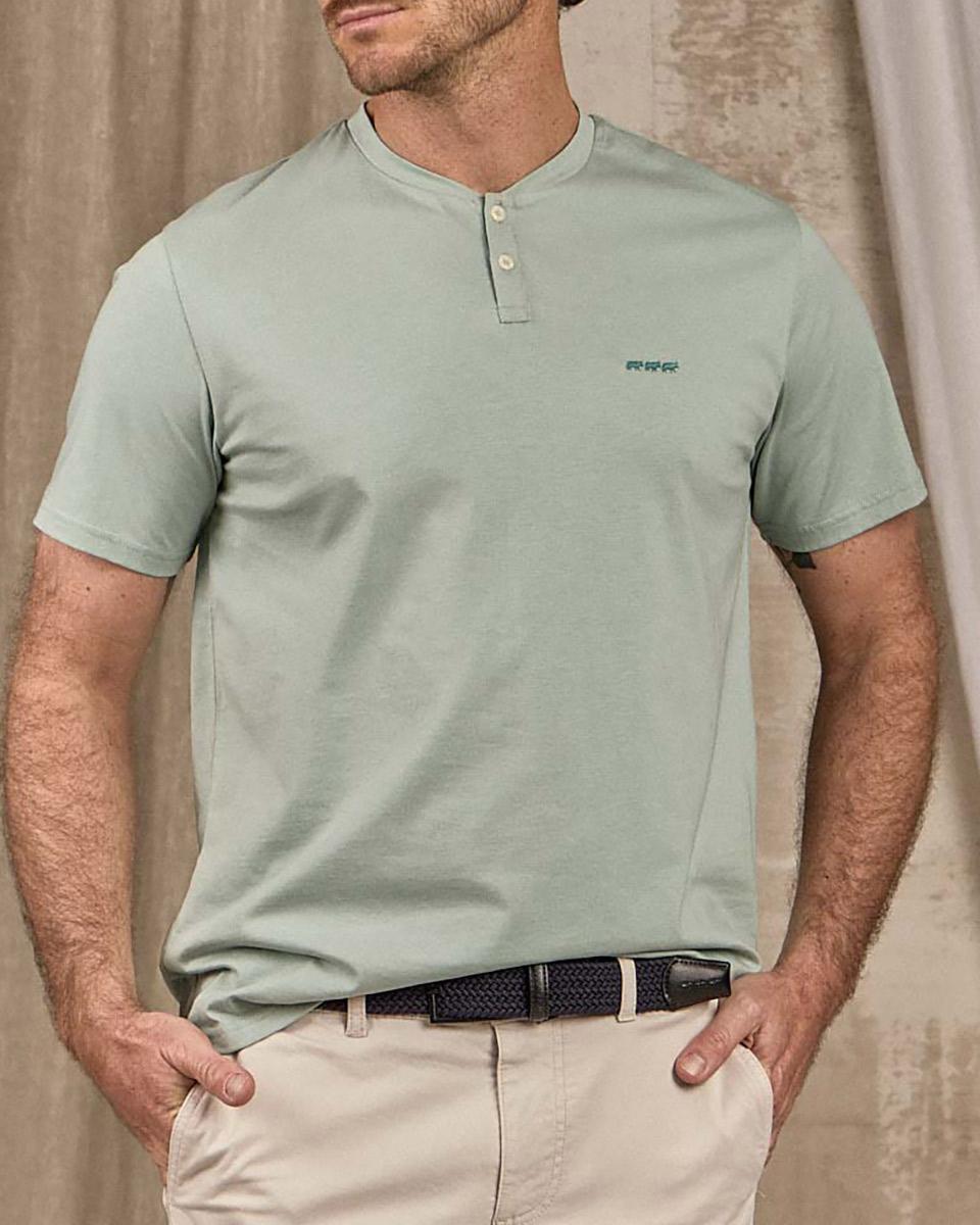 T-shirt col tunisien beige