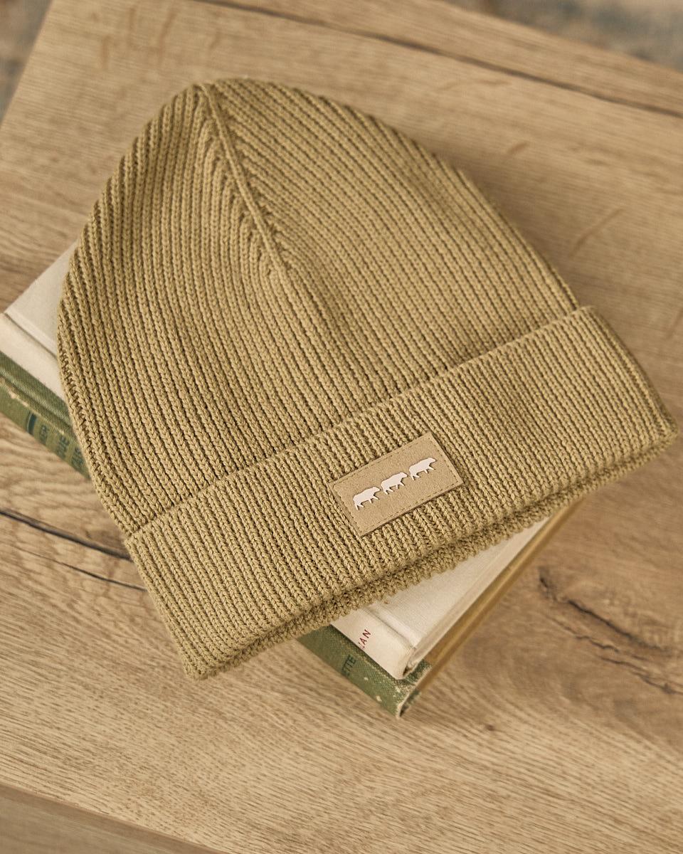 Bonnet en tricot vert