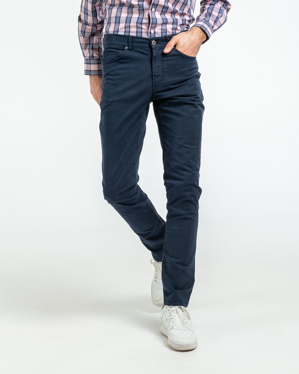 Pantalon 5 poches modern fit coton et élasthanne bleu