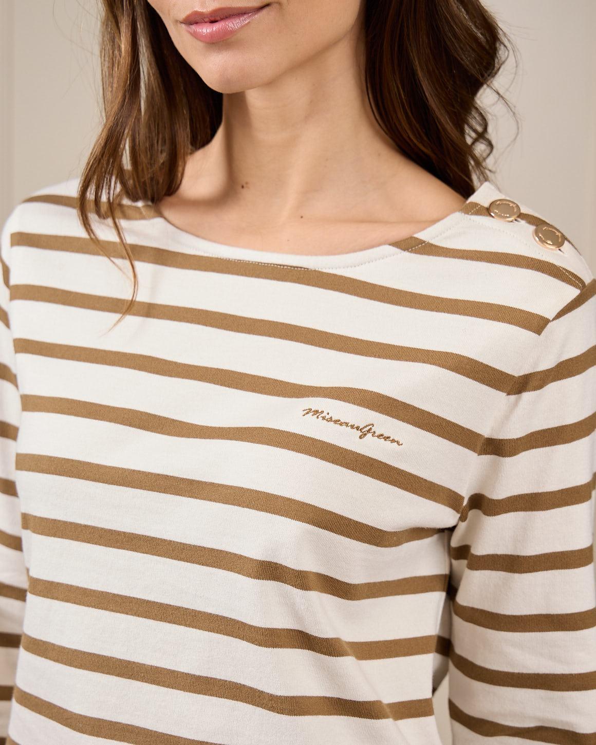 T-shirt marinière beige