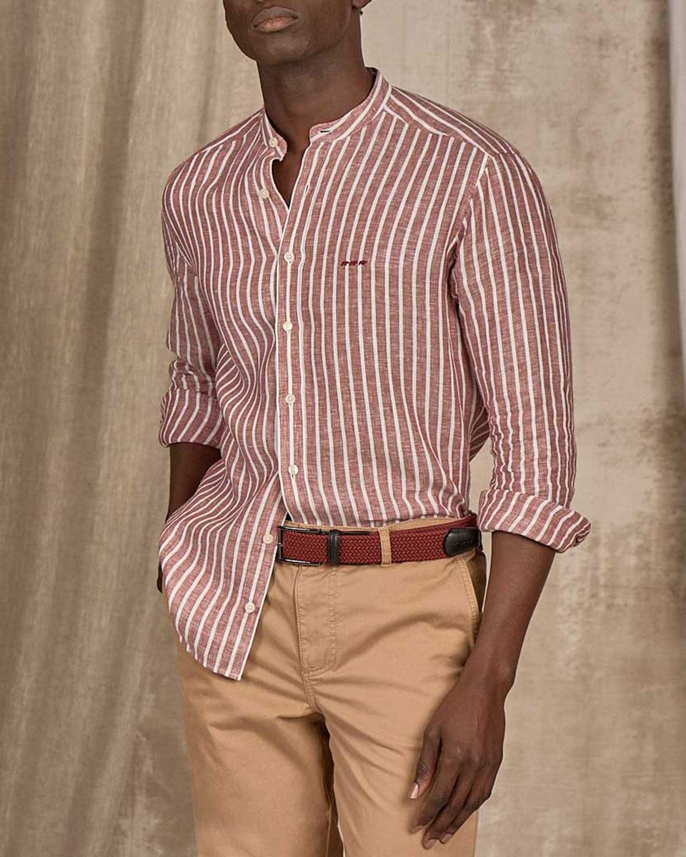 Chemise lin Dalian rouge