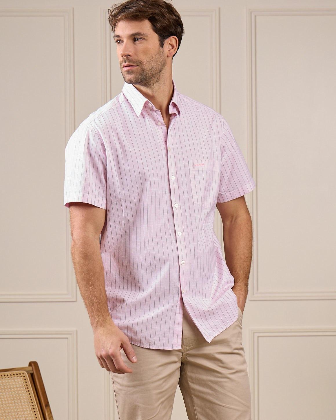 Chemise à rayures rose