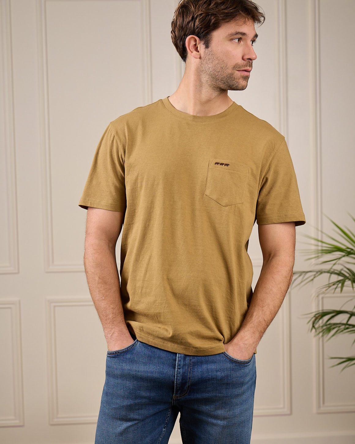 T-shirt poche poitrine beige