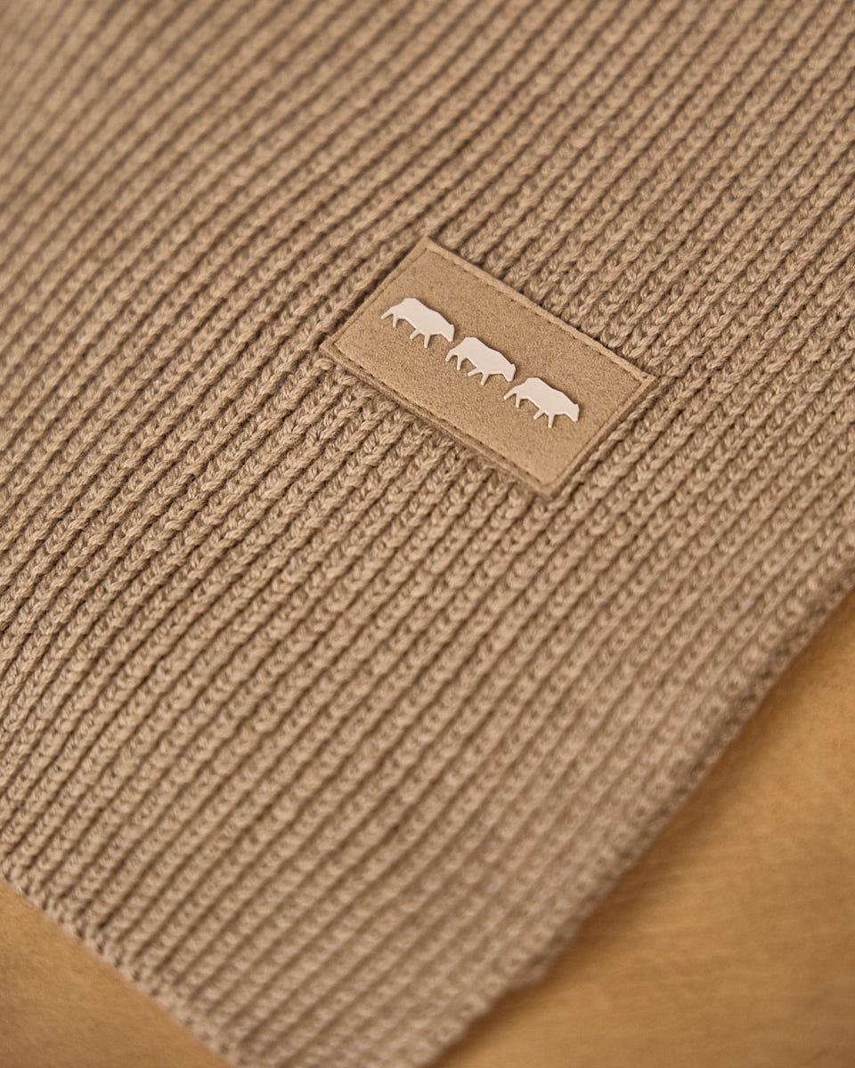 Écharpe unie en tricot beige