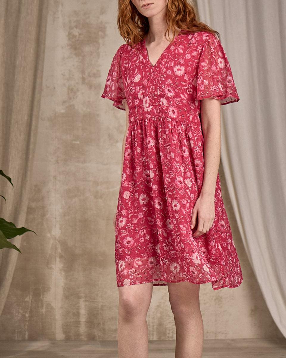 Robe midi fleurie rose