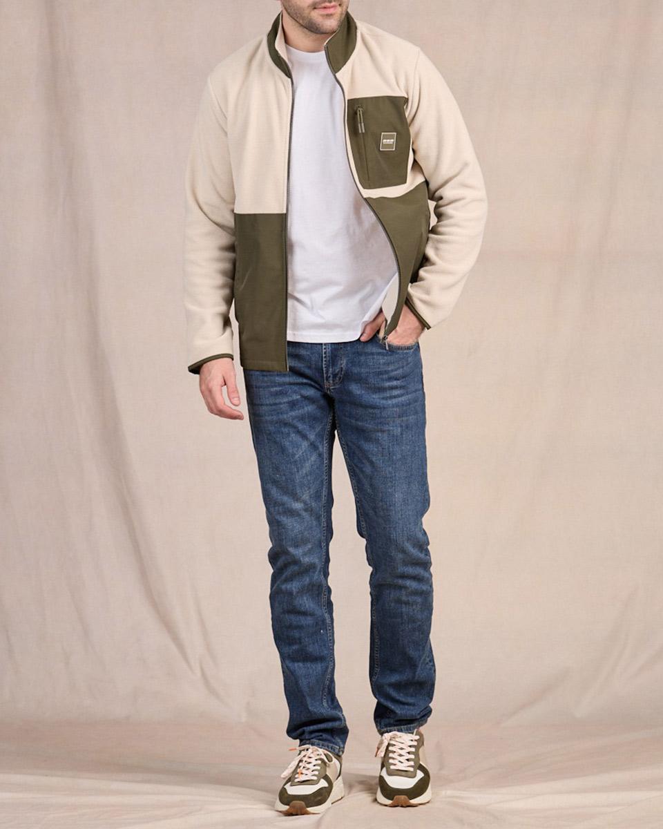 Polaire bi-matière beige