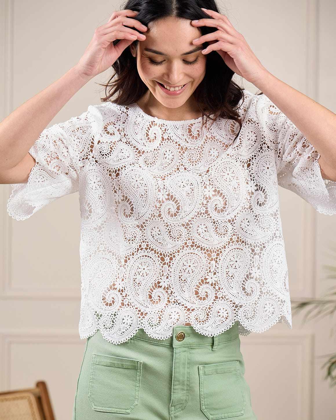 Top guipure Gianni blanc