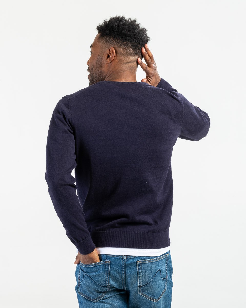 Pull Charlie col V coton Standard 100 by OEKO-TEX® bleu