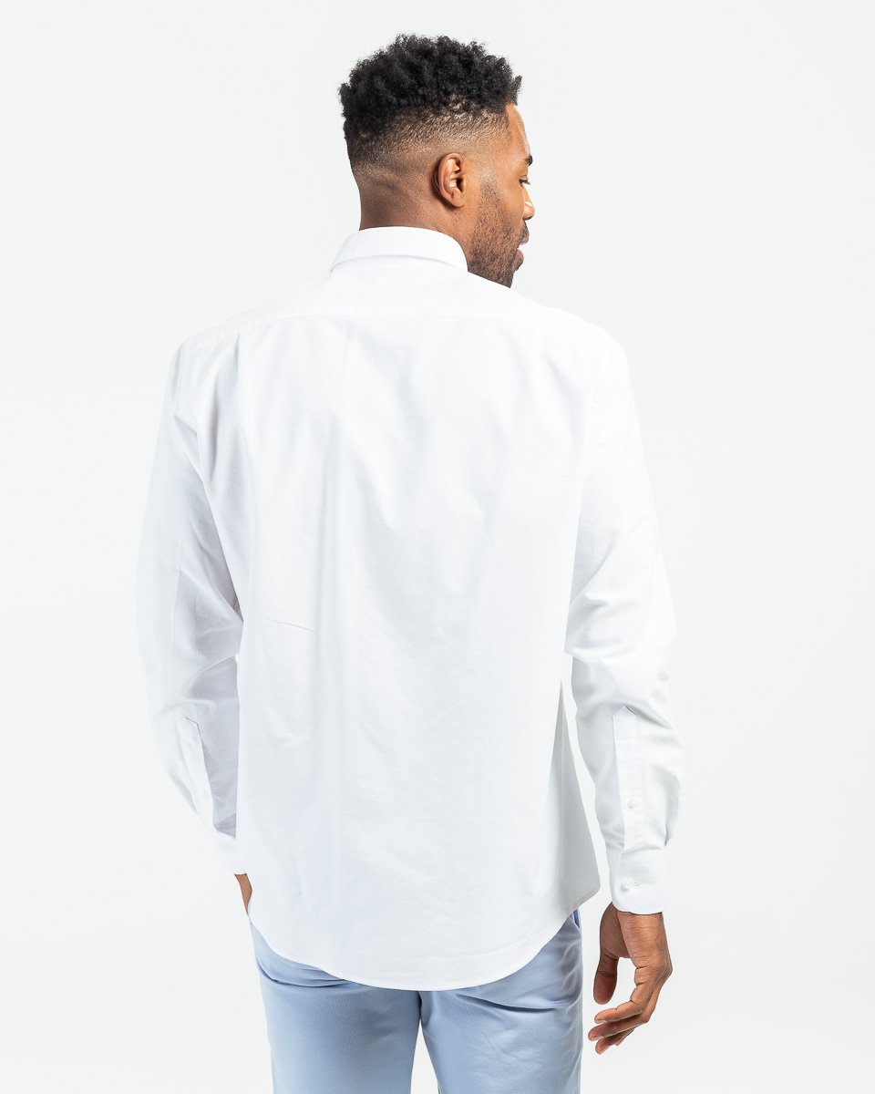 Chemise classique manches longues unie en coton blanc
