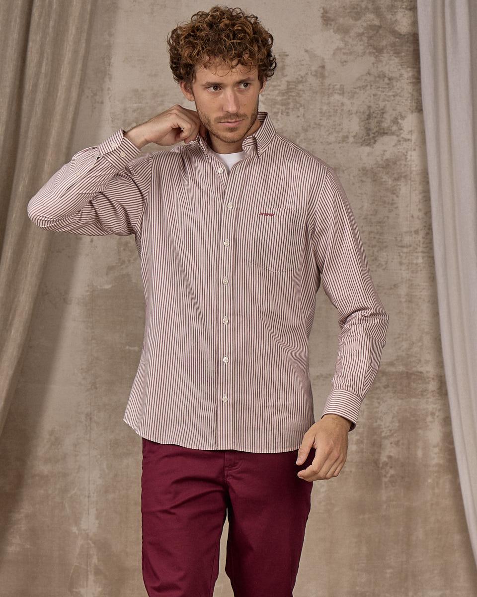Chemise rayures verticales rouge