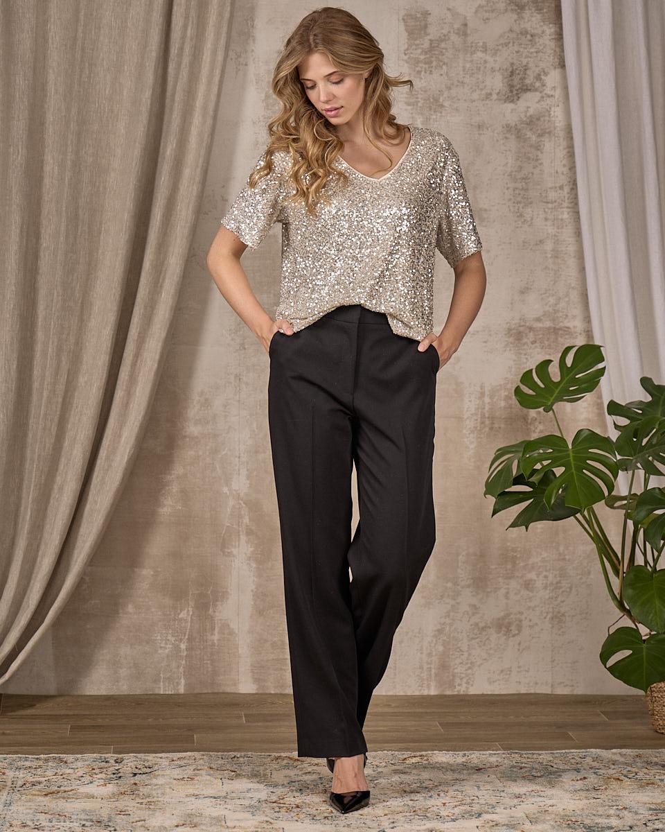 T-shirt à sequins gris