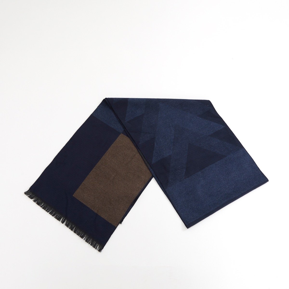 Echarpe bicolore petites franges en viscose bleu