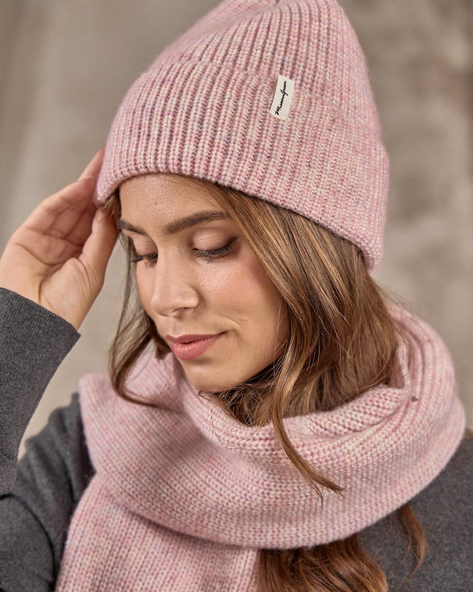 Bonnet maille rose