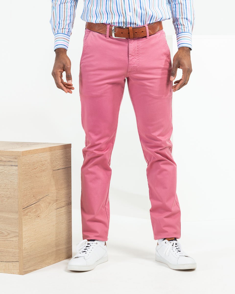 Pantalon chino Lucas uni taille élastique en coton