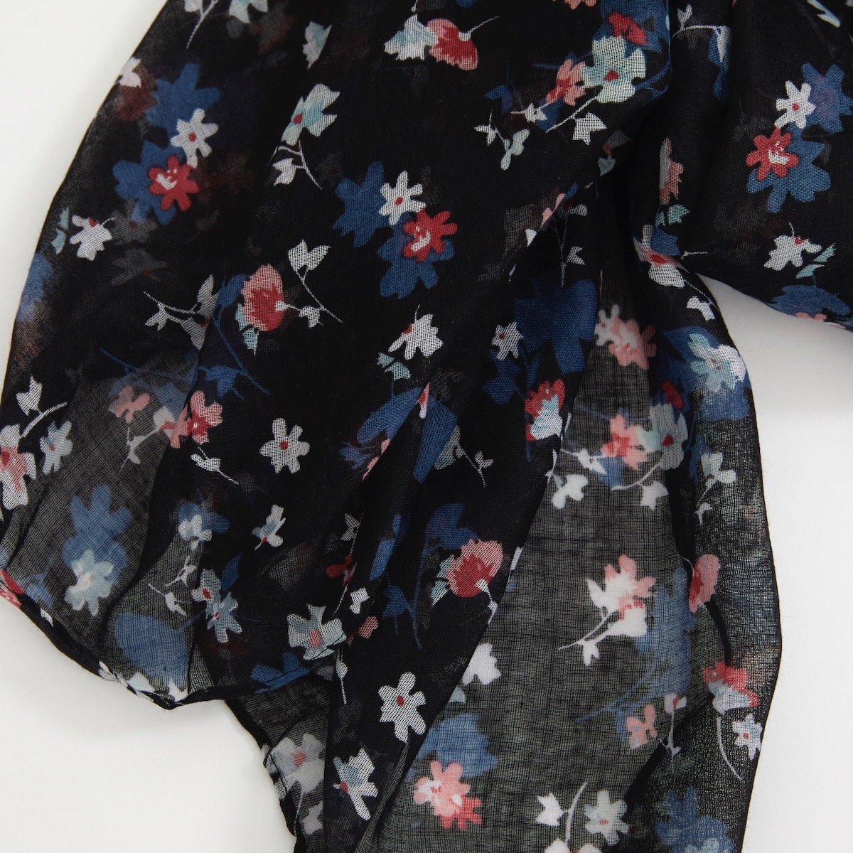 Chèche fantaisie imprimé petites fleurs bleu
