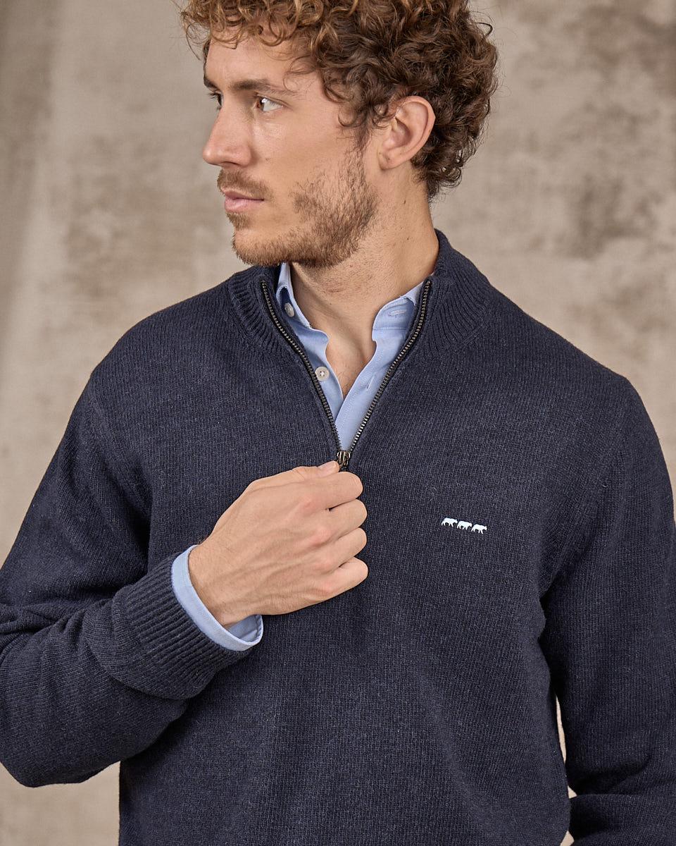 Pull col camionneur bleu