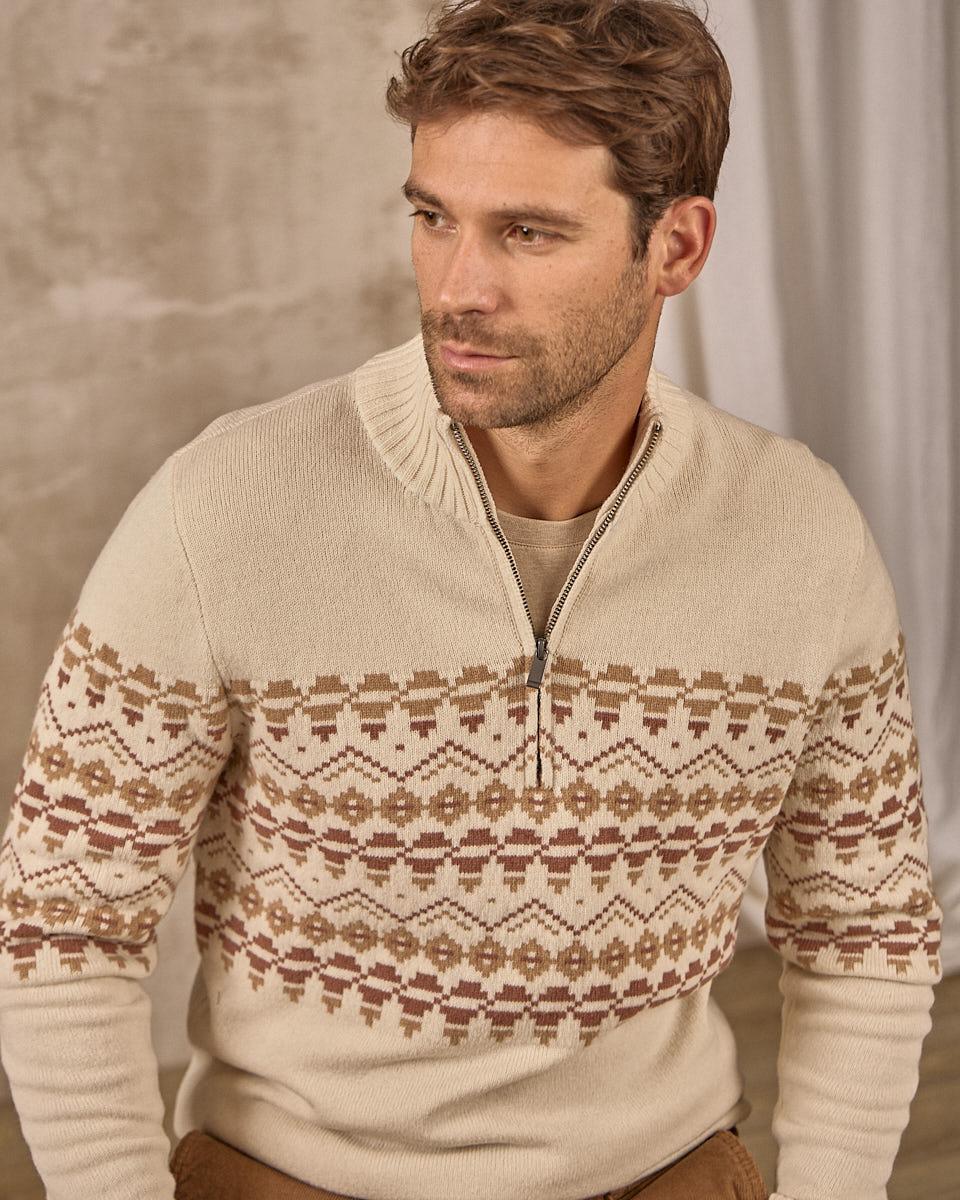 Pull camionneur beige
