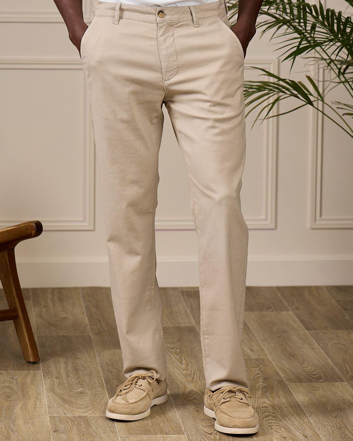 Chino coton et lin beige