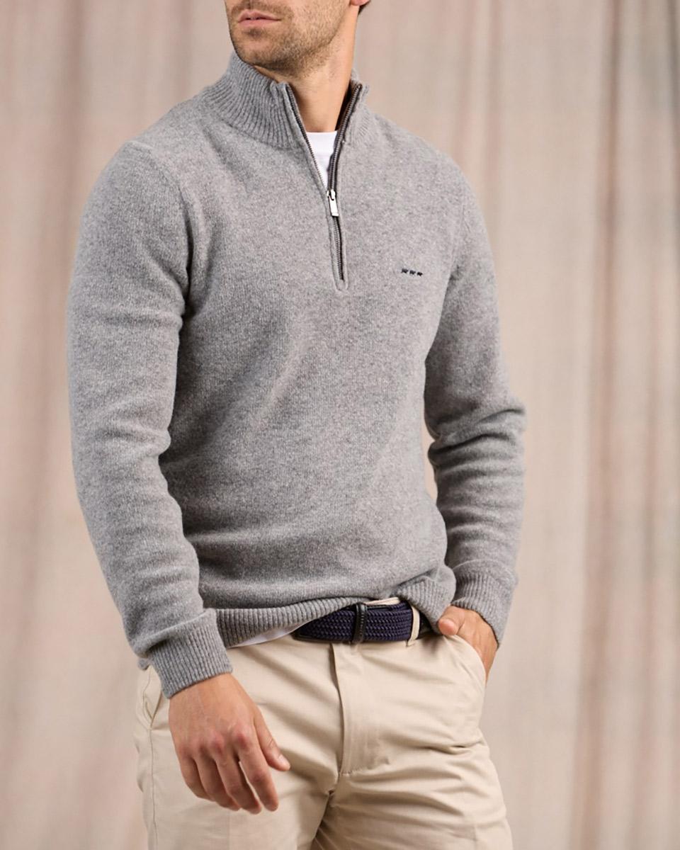 Pull col camionneur gris