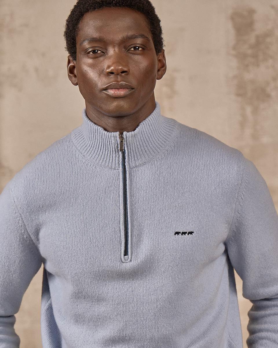 Pull col camionneur bleu