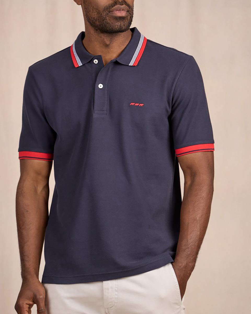 Polo à contraste bleu