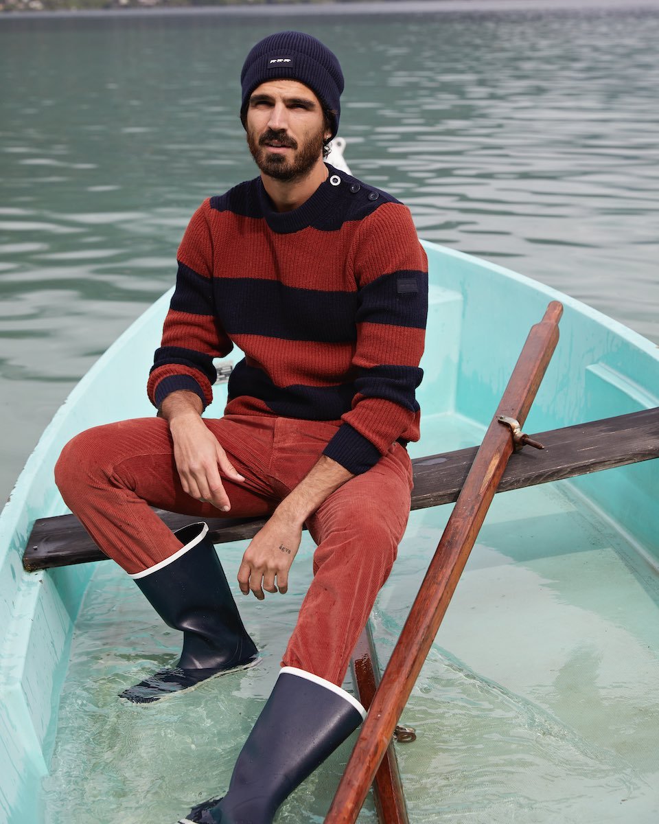 Pull rayé marin homme