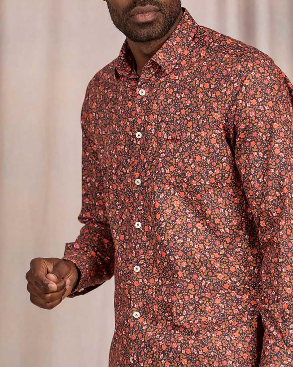 Chemise à imprimé floral noir