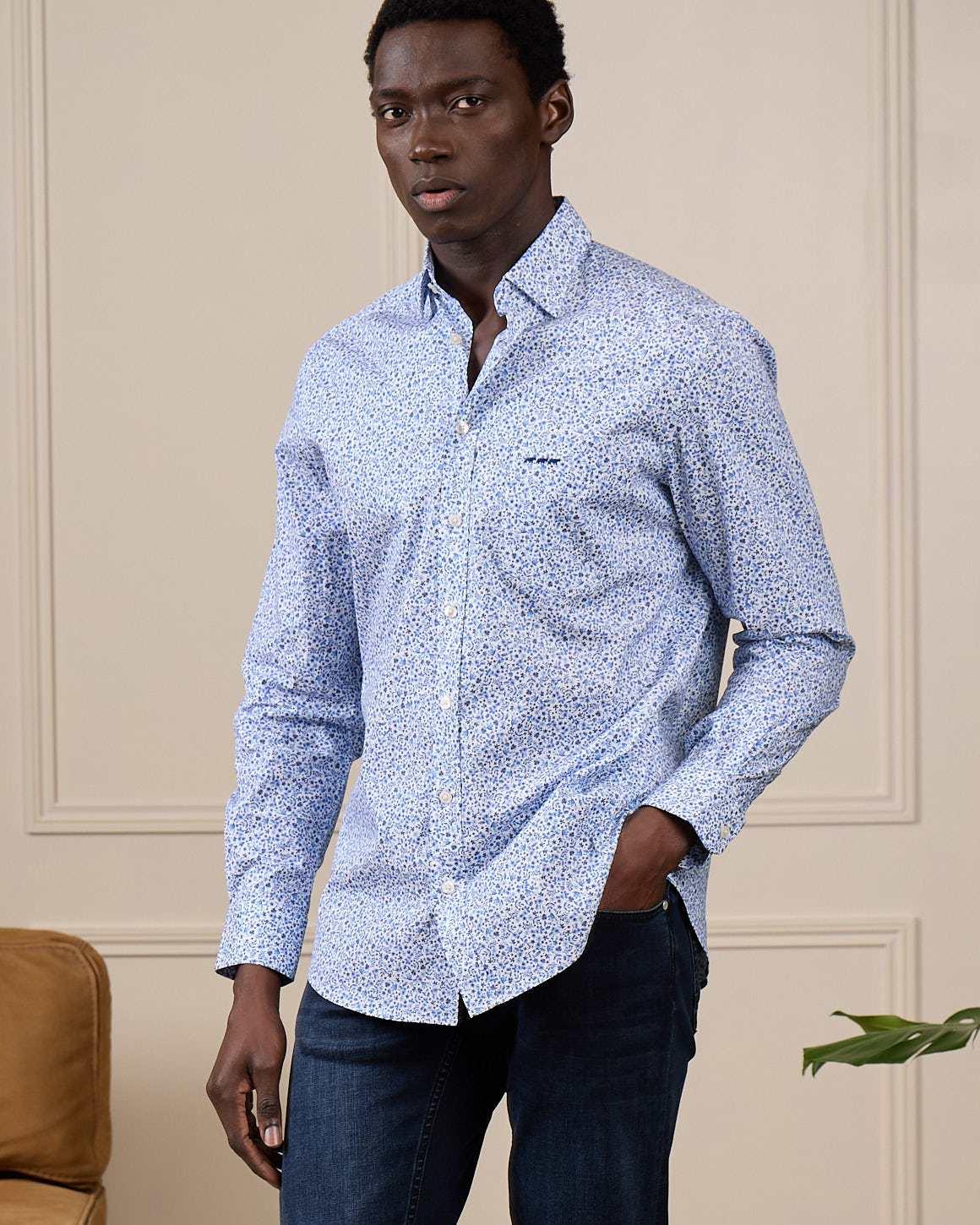 Chemise fantaisie bleu