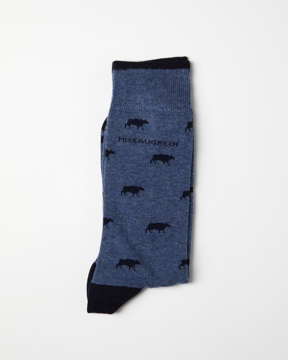 Chausettes à motifs petites vaches bleu