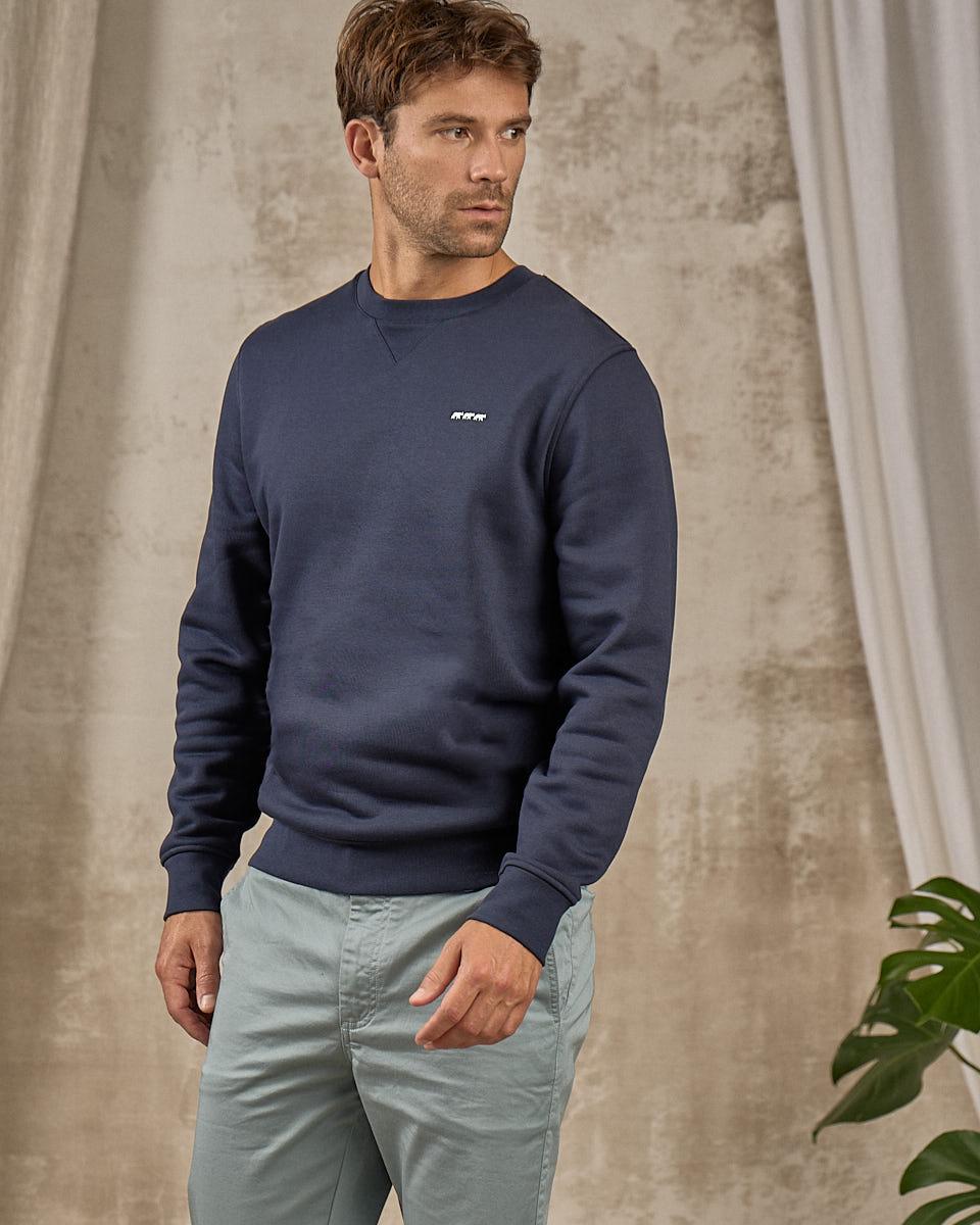 Sweat col rond bleu