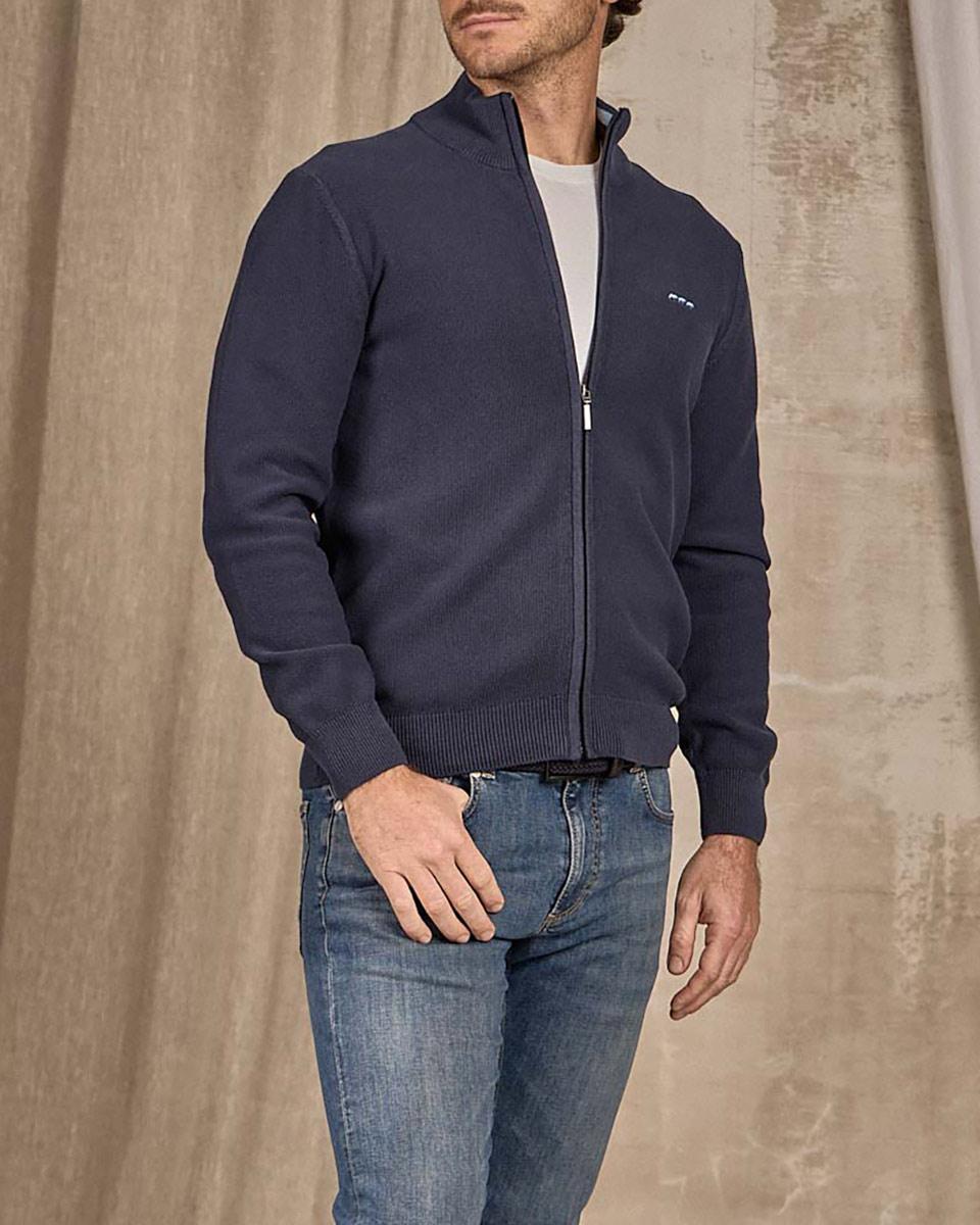 Cardigan zippé bleu