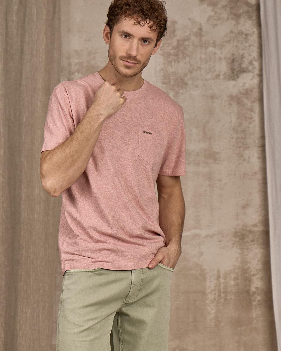 T-shirt poche poitrine rose