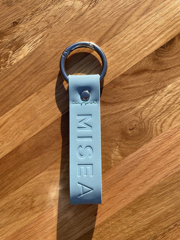 Porte-clés en simili cuir bleu