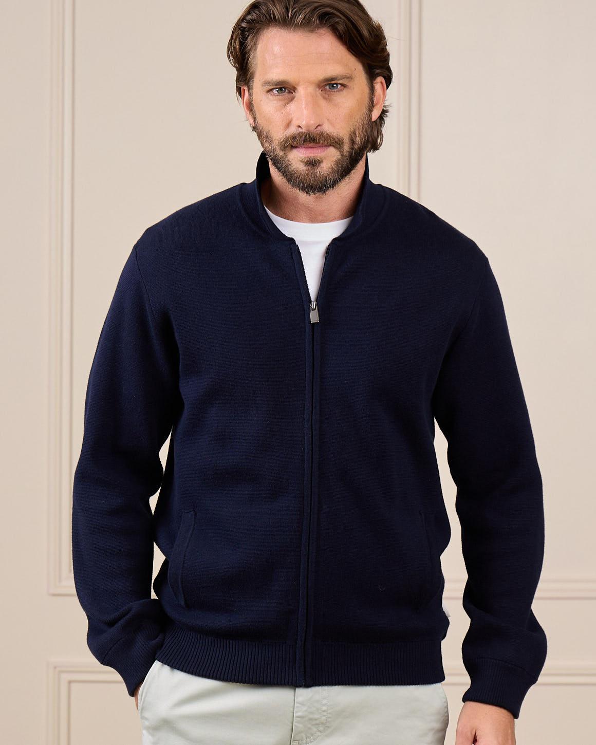 Cardigan zippé Gustave bleu