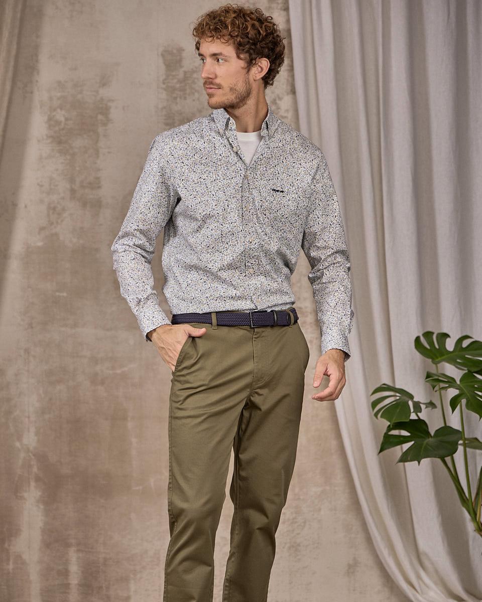 Chemise feuillage blanc
