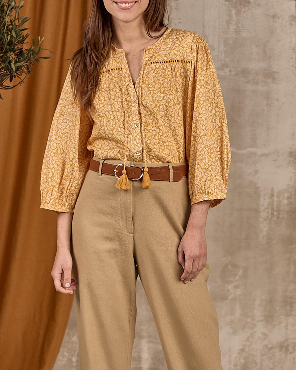 Chemise fleurie jaune