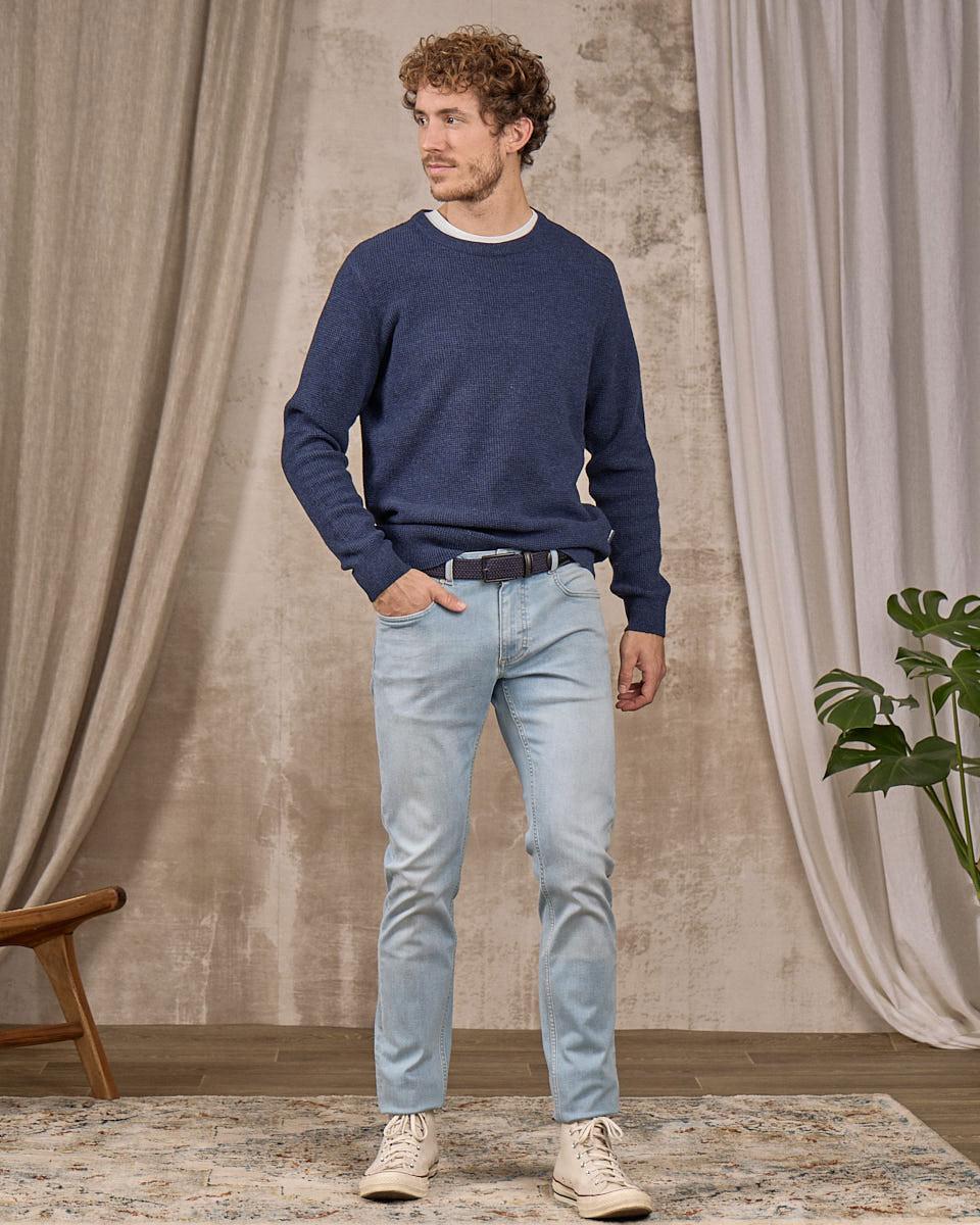 Pull point grain de riz bleu