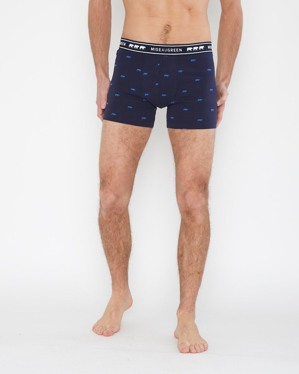 Boxer imprimé mini vaches bleu
