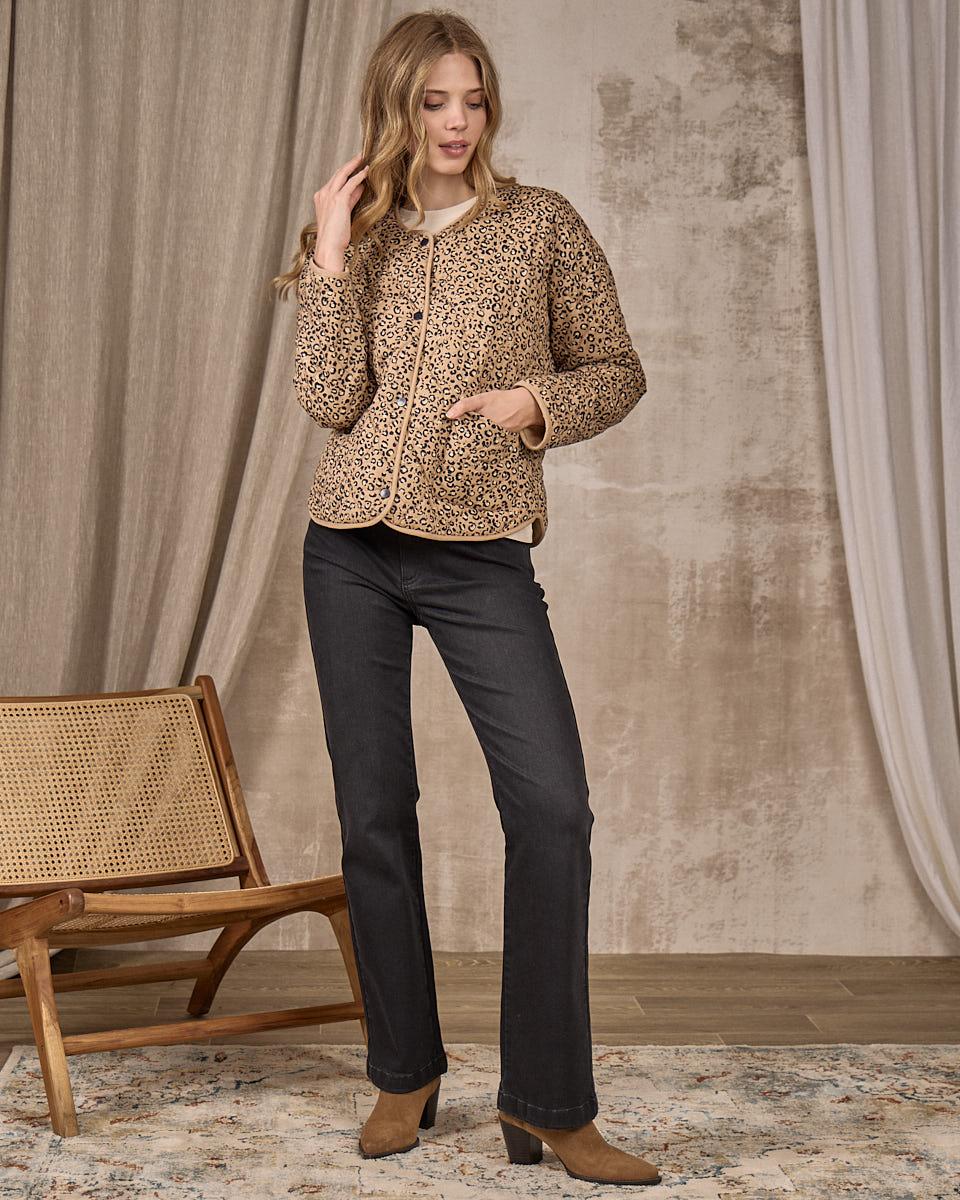 Veste matelassée léopard beige