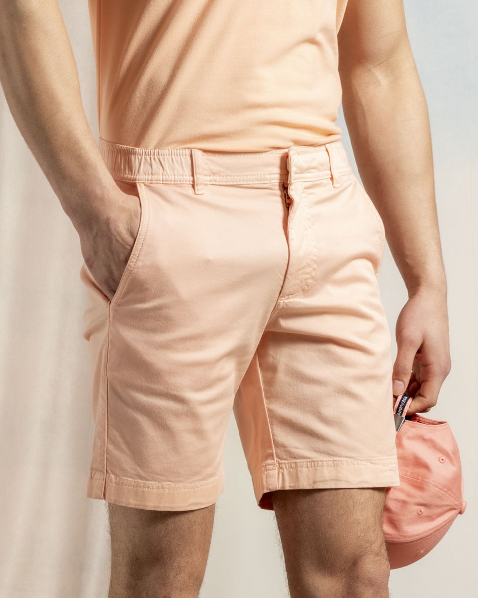 Bermuda chino uni taille élastique en coton