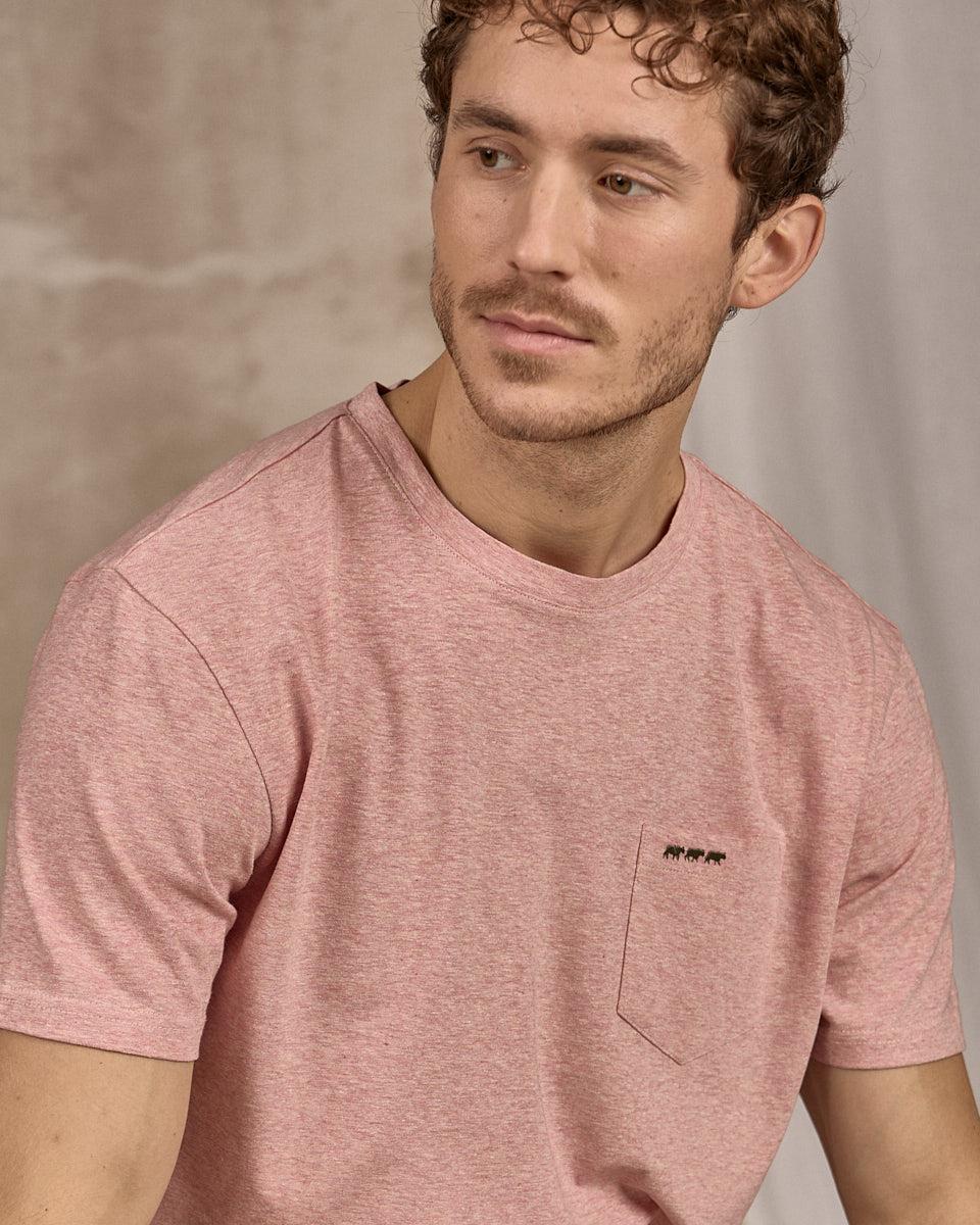 T-shirt poche poitrine rose