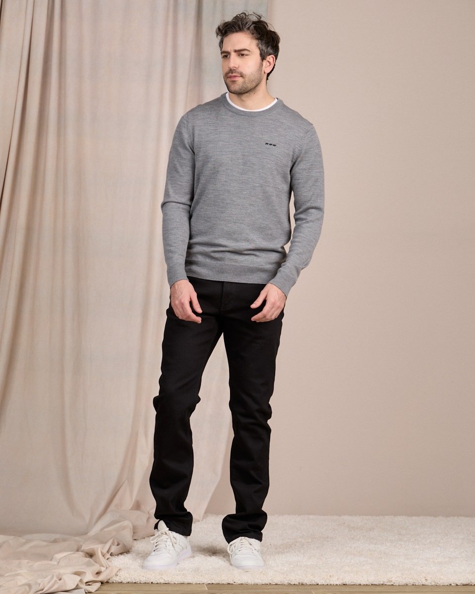 Pull col rond gris
