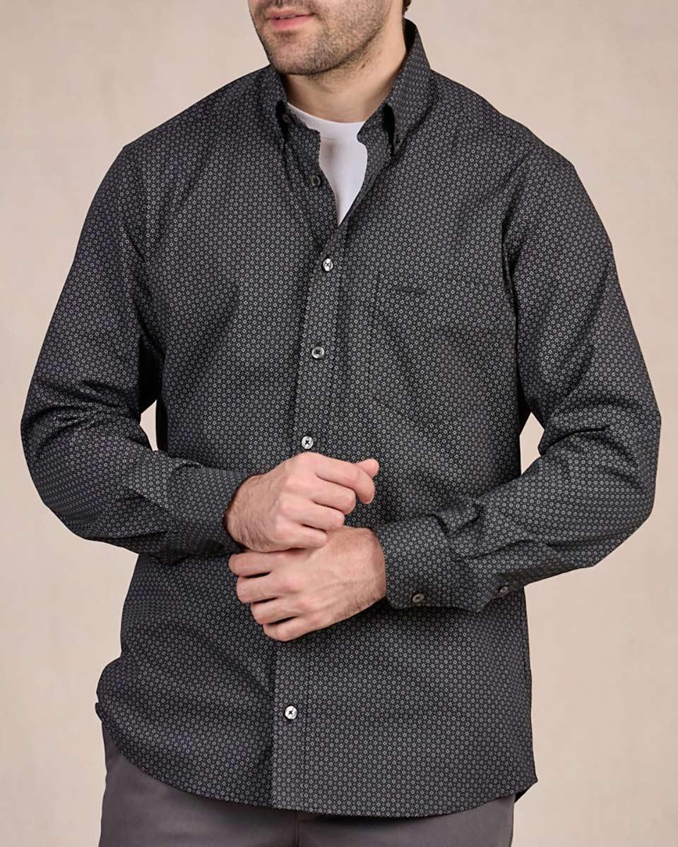 Chemise à micro motifs noir