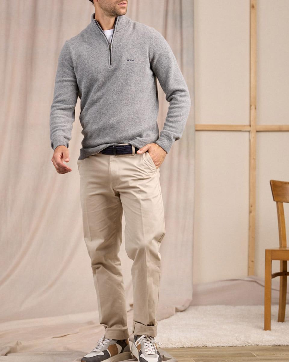 Pull col camionneur gris