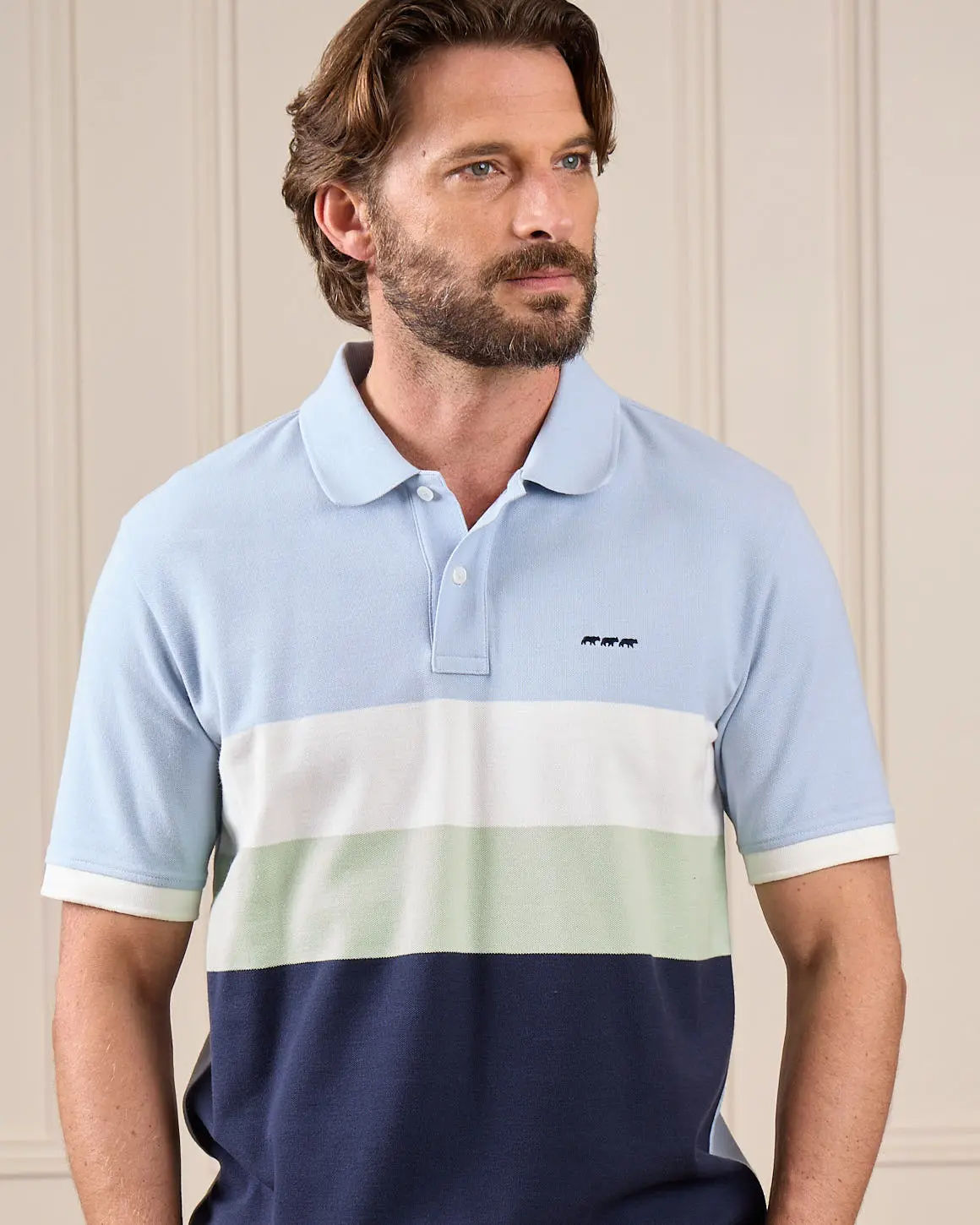 Polo à grosses rayures bleu