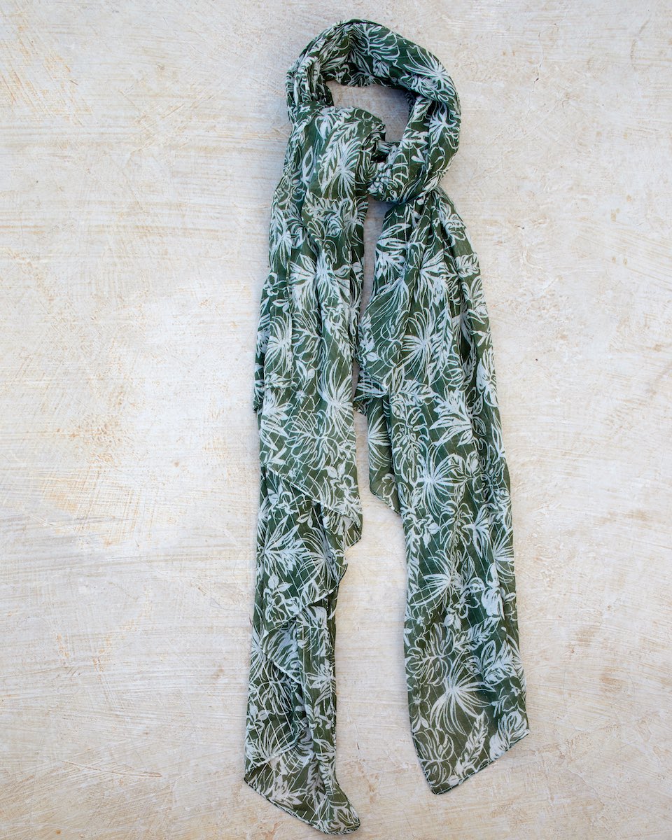 Chèche tropical en coton vert