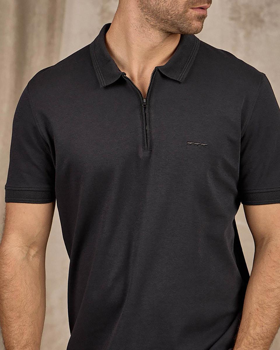 Polo col zippé noir