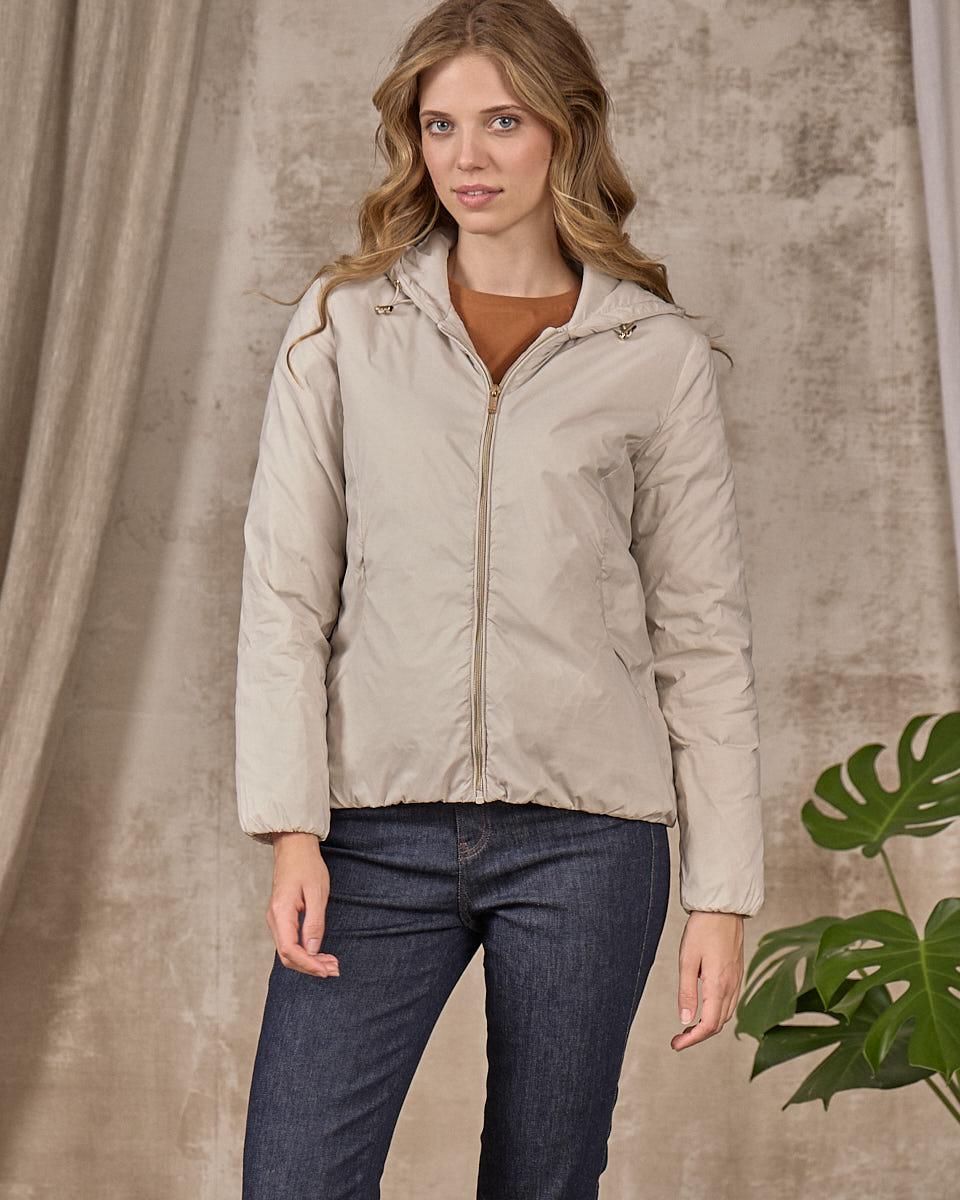 Sweat zippé bi-matières blanc
