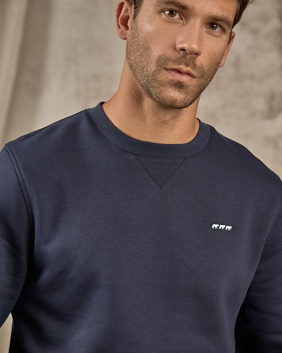 Sweat col rond bleu
