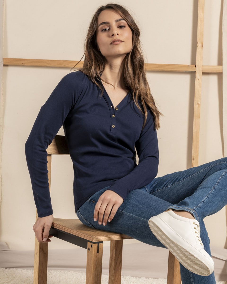 Polo manches longues uni